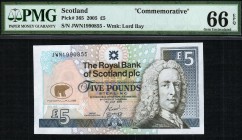 Scotland - 5 Pounds - PMG 66EPQ - (2005) Commemorative