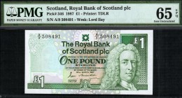 Scotland - 1 Pounds - PMG 65EPQ - (1987)