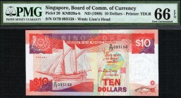 Singapore - 10 Dollars - PMG 66EPQ - (1988)  SN D/79 093158