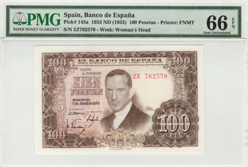 Spain - 100 Pesetas - PMG 66EPQ - (1953)