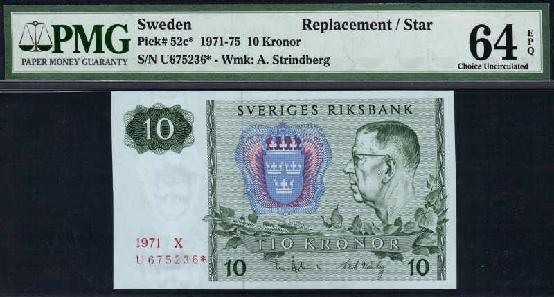 Sweden - 10 Kronor - PMG 64EPQ - (1971-1975) Replacement/Star