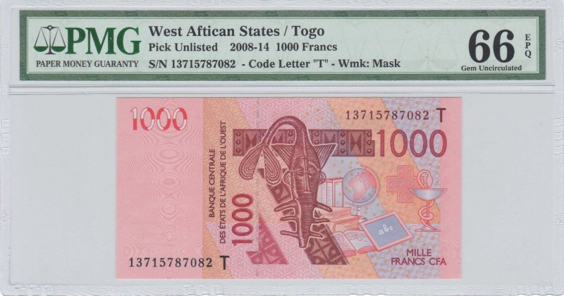 West African States - Togo - 1000 Francs - PMG 66EPQ - (2008-14)