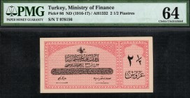 Turkey - Ottoman - 2.5 Piastres - PMG 64 - (1916-1917) sequential numbers SN T 978156