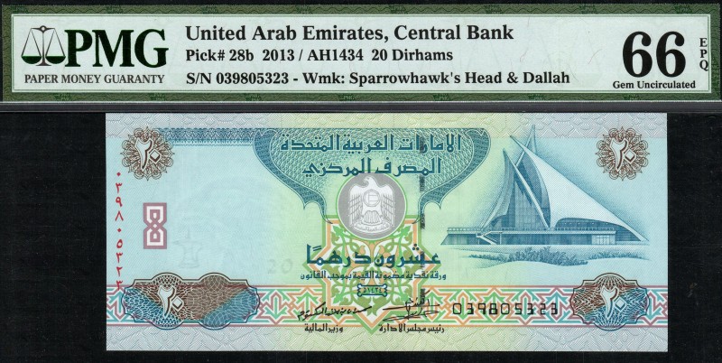 United Arab Emirates - 20 Dirhams - PMG 66EPQ - (2013) SN 039805323