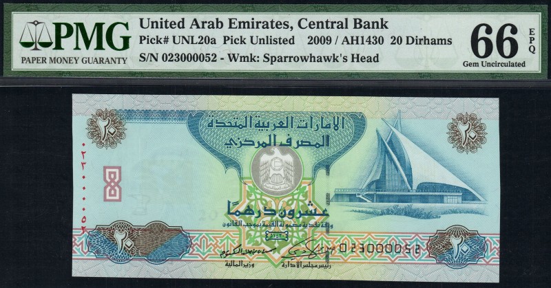 United Arab Emirates - 20 Dirhams - PMG 66EPQ - (2009) SN 23000052