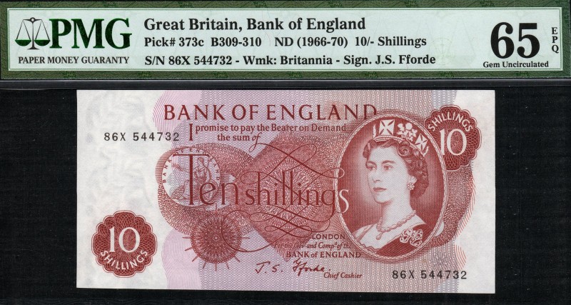 Great Britain - 10 Shillings - PMG 65EPQ - (1966-1970) Consecutive numbers SN 86...