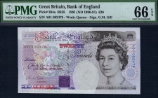 Great Britain - 20 Pounds - PMG 66EPQ - (1991) Rare - Same Perfix & Serial Number SN A01 002478