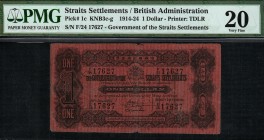 Straits Settlements - 1 Dollars - PMG 20 - (1914-1924)  SN F/24 17627