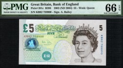 Great Britain - 5 Pounds - PMG 66EPQ - (2002) Sig.A.Bailey SN KB82 759900