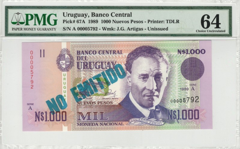 Uruguay - 1000 Nuevos Pesos - PMG 64 - (1989) Unissued