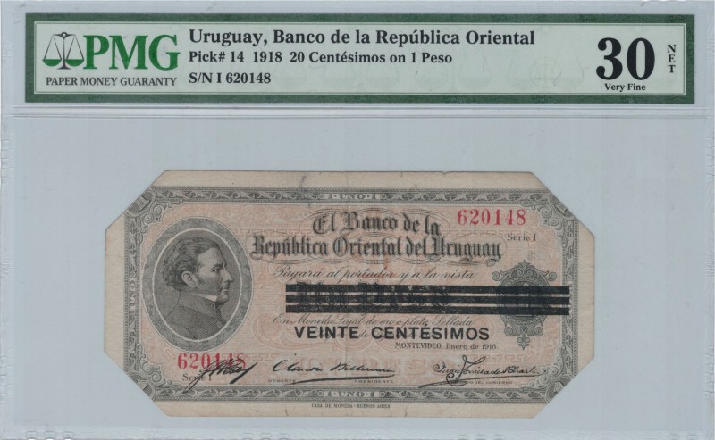 Uruguay - 20 Centesimos - PMG 30NET - (1918)