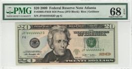 United States - 20 Dollars - PMG 68EPQ - (2009)  SN 44444442