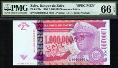 Zaire - 1000000 Nouveaux Zaires - PMG 66EPQ - (1996) Specimen