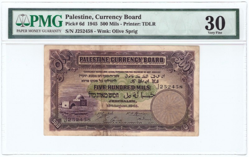 Palestine - 500 Mils - 1945 - PMG 30 - Pick#6d