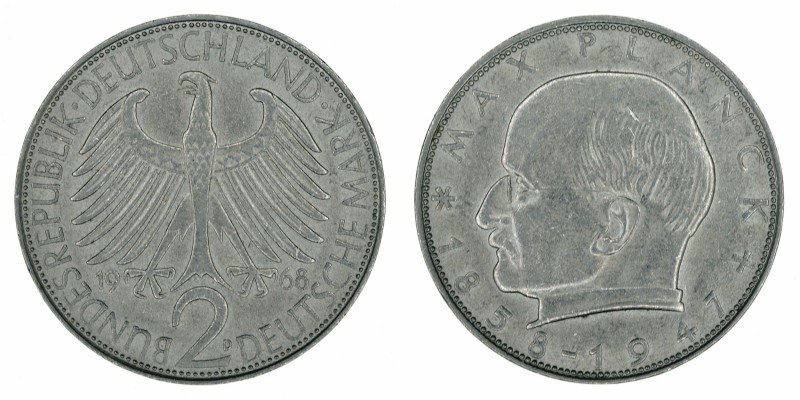 Germany - 2 Deutsche Mark - Max Planck - 1968-D