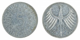 Germany - 5 Deutsche Mark - Silver - 1957-F