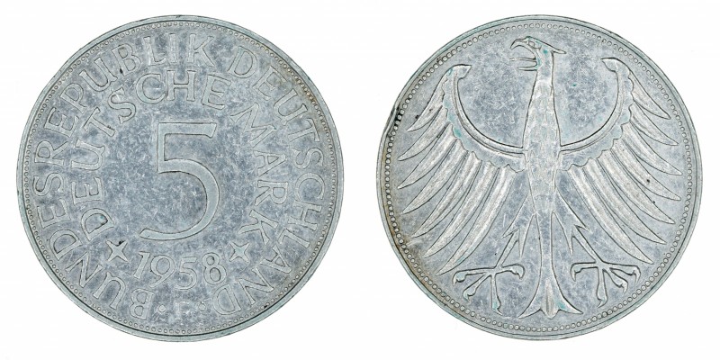Germany - 5 Deutsche Mark - Silver - 1958-F
