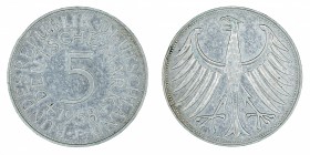 Germany - 5 Deutsche Mark - Silver - 1958-F
