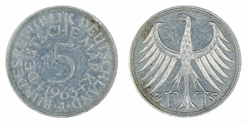 Germany - 5 Deutsche Mark - Silver - 1963-J