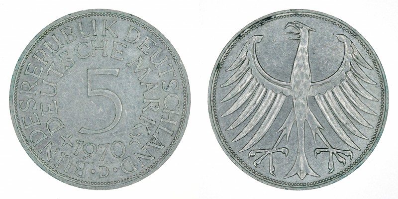 Germany - 5 Deutsche Mark - Silver - 1970-D