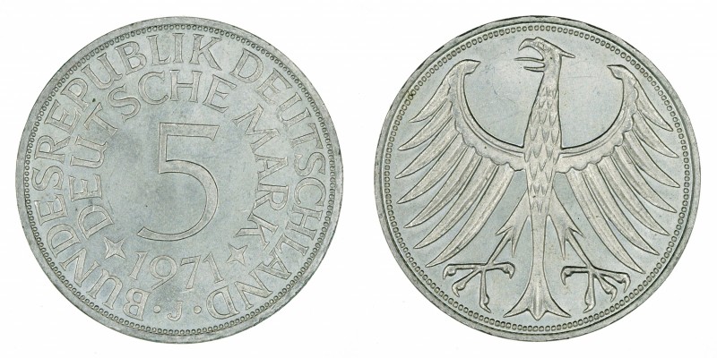 Germany - 5 Deutsche Mark - Silver - 1971-J