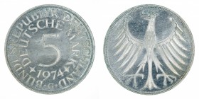 Germany - 5 Deutsche Mark - Silver - 1974-G