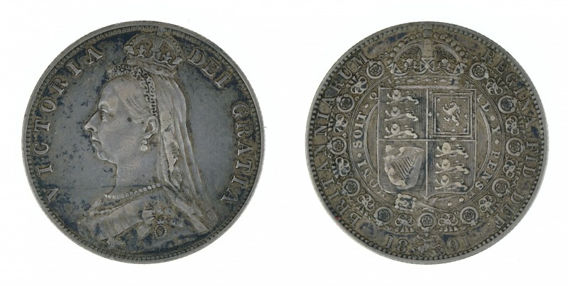 Great Britain - 1/2 crown 1891. KM-764. Nice rich tone. CV: $20 (VF), $150 (XF).