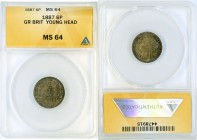 Great Britain - 6 pence 1887 - ANACS MS64