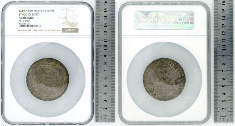 Great Britain - Synod of Dort Silver Medal - NGC AU Details - 1619 - יהוה - Rare...