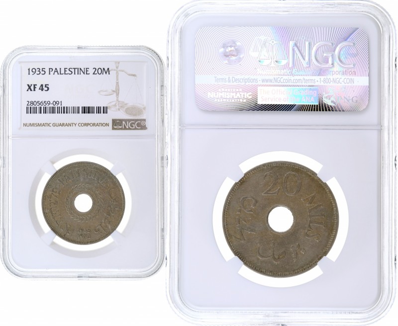 Palestine - 20 Mils - NGC XF45 - 1935