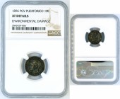 Puerto Rico - 10 centavos  1896 - NGC XF DETAILS.