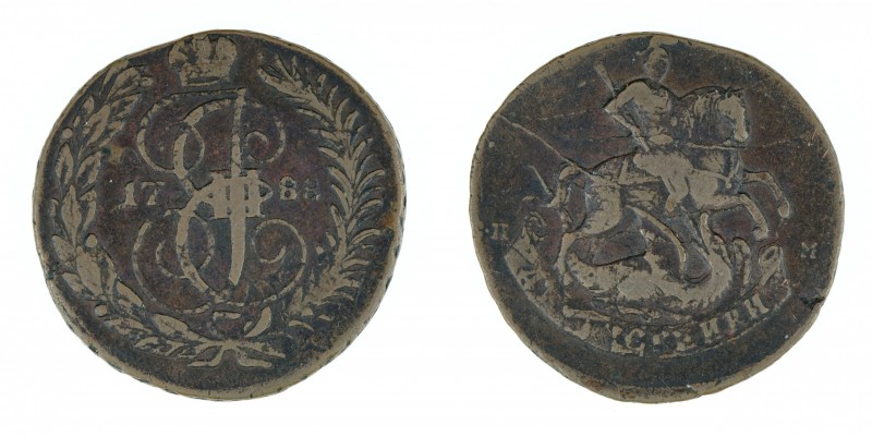 Russia - 2 kopeks 1788 SPM. Very nice piece, great details for the type, yet cle...