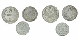 Russia - WWI -  Trio 1915: 10 - 15 - 20 kopeks.