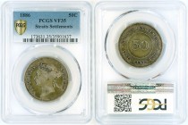 Straits Settlements - 50 Cents 1886 - PCGS VF35