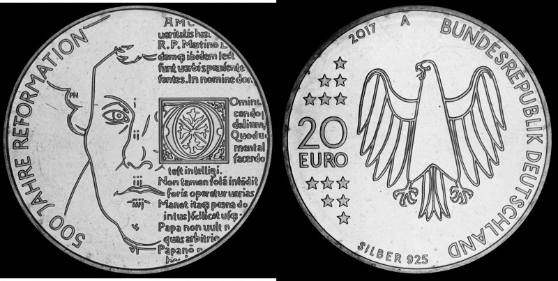 20 Euro 2017 Deutschland - Numisblatt 2/2017. 500 years of the Reformation, Silv...