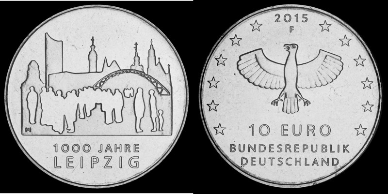 10 Euro 2015 Deutschland - Numisblatt 4/2015. 1000 years Leipzig, Copper-Nickel,...