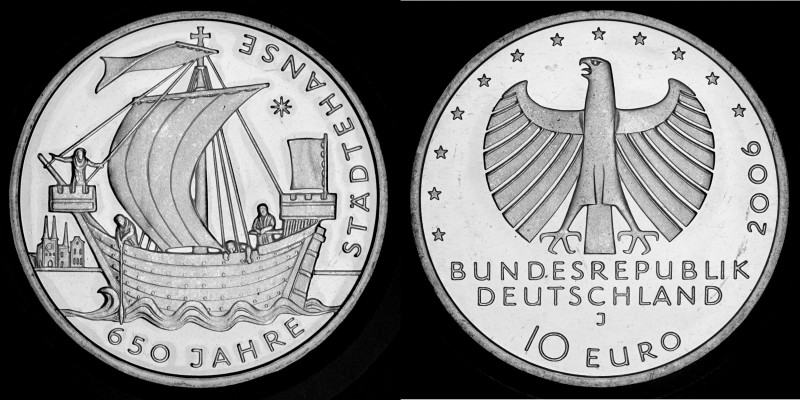 10 Euro 2006 Deutschland - Numisblatt 4/2006. 650 Years Städhanse , Silver, 18g,...