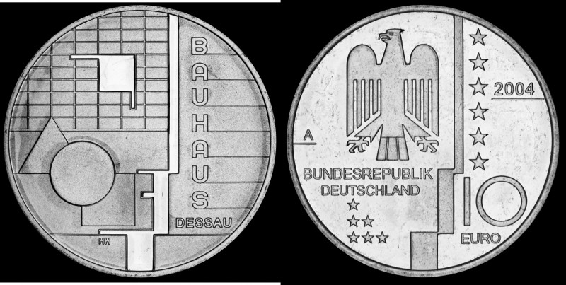 10 Euro 2004 Deutschland - Numisblatt 1/2004. Bauhaus sites in Weimar and Dessau...