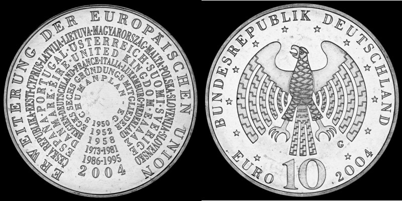 10 Euro 2004 Deutschland - Numisblatt 2/2004. Enlargement of the European Union,...