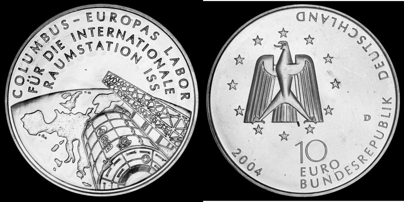 10 Euro 2004 Deutschland - Numisblatt 5/2004. International Space Station ISS, S...