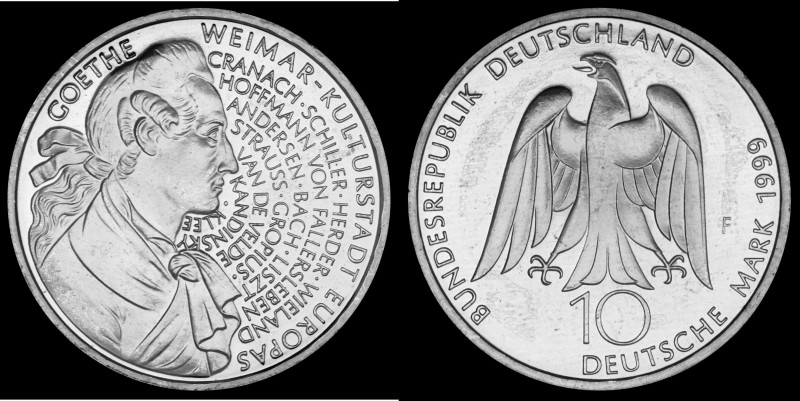 10 Mark 1999 Deutschland - Numisblatt 3/1999. 250th. Anniversary- Birth of Johan...