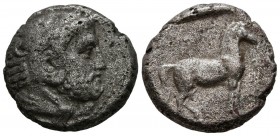 AMINTAS III, Abuelo de Alejandro III. Estátera. (Ar. 7,59g/21mm). 393-370/69 a.C. Macedonia. (SNG Copenhagen 512; Seaby 1508). MBC-. Porosidades. Esca...