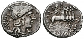 GENS ANTESTIA. Denario. (Ar. 3,99g/19mm). 136 a.C. Roma. (Crawford 238/1; FFC 151). MBC.