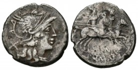 GENS JUNIA. Denario. (Ar. 3,36g/18mm). 149 a.C. Roma. (Crawford 210/1; FFC 776). MBC-.