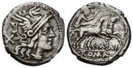 GENS MAIANIA. Denario. (Ar. 3,11g/17mm). 153 a.C. Roma. (Crawford 203/1a; FFC 832). MBC.