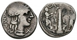GENS MINUCIA. Denario. (Ar. 3,58g/19mm). 135 a.C. Taller auxiliar de Roma. (Crawford 242/1; FFC 924). MBC-.