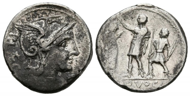 GENS PORCIA. Denario. (Ar. 3,90g/18mm). 110-109 a.C. Roma. (Crawford 301/1; FFC ...