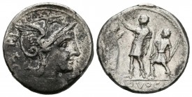 GENS PORCIA. Denario. (Ar. 3,90g/18mm). 110-109 a.C. Roma. (Crawford 301/1; FFC 1055). MBC.