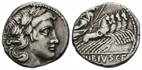 GENS VIBIA. Denario. (Ar. 3,93g/17mm). 90 a.C. Taller auxiliar de Roma. (Crawford 342/5c; FFC 1187). MBC.