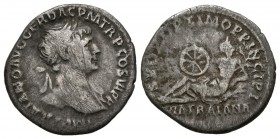 TRAJANO. Denario (Ar. 3,18g/18mm). 113 d.C. Roma. (RIC 266). MBC. Rayas en anverso.